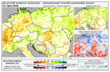 Dopady na vegetaci - Evropa - 14. říjen 2018