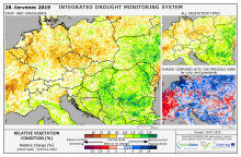 Dopady na vegetaci - Evropa - 28. červenec 2019