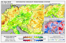 Dopady na vegetaci - Evropa - 4. říjen 2019