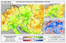 Dopady na vegetaci - Evropa - 13. říjen 2019