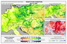 Dopady na vegetaci - Evropa - 12. duben 2020