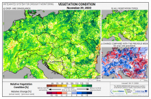 Dopady na vegetaci - Evropa - 29. listopad 2020