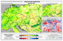 Dopady na vegetaci - Evropa - 4. duben 2021