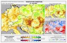 Dopady na vegetaci - Evropa - 31. červenec 2022