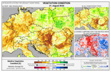 Dopady na vegetaci - Evropa - 21. srpen 2022