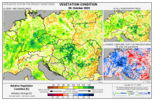 Dopady na vegetaci - Evropa - 30. říjen 2022