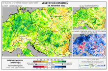 Dopady na vegetaci - Evropa - 6. listopad 2022