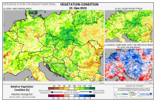 Dopady na vegetaci - Evropa - 22. říjen 2023