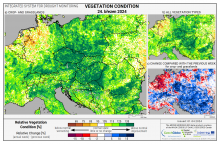 Dopady na vegetaci - Evropa - 24. březen 2024