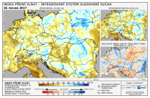 Index půdní vláhy - Evropa - 18. červen 2017