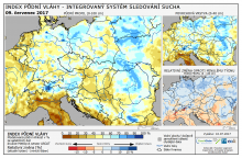 Index půdní vláhy - Evropa - 9. červenec 2017