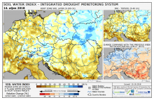 Index půdní vláhy - Evropa - 14. říjen 2018