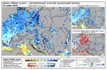 Index půdní vláhy - Evropa - 13. leden 2019