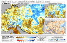 Index půdní vláhy - Evropa - 14. srpen 2022