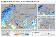 Index půdní vláhy - Evropa - 9. leden 2025